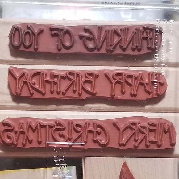 1997-Stampin Up Wood Rubber Stamps Thank You Happy Birthday, Star & Moon Plus - Picture 5 of 7